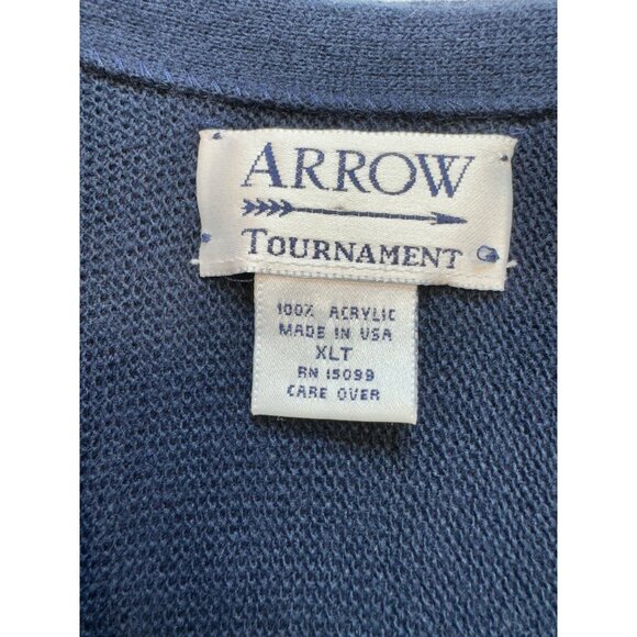 Arrow Tournament Mens Cardigan Sweater Size XLT Blue Grandpacore Stretch - Picture 3 of 10